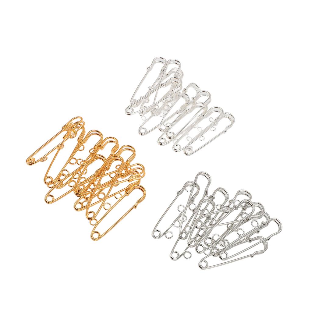 30pcs Brooch Pins with 3 Holes Safety Pins Brooch Heavy Duty Kilt Pins Fasteners for DIY Crafts Sewing Clothing Blanket
