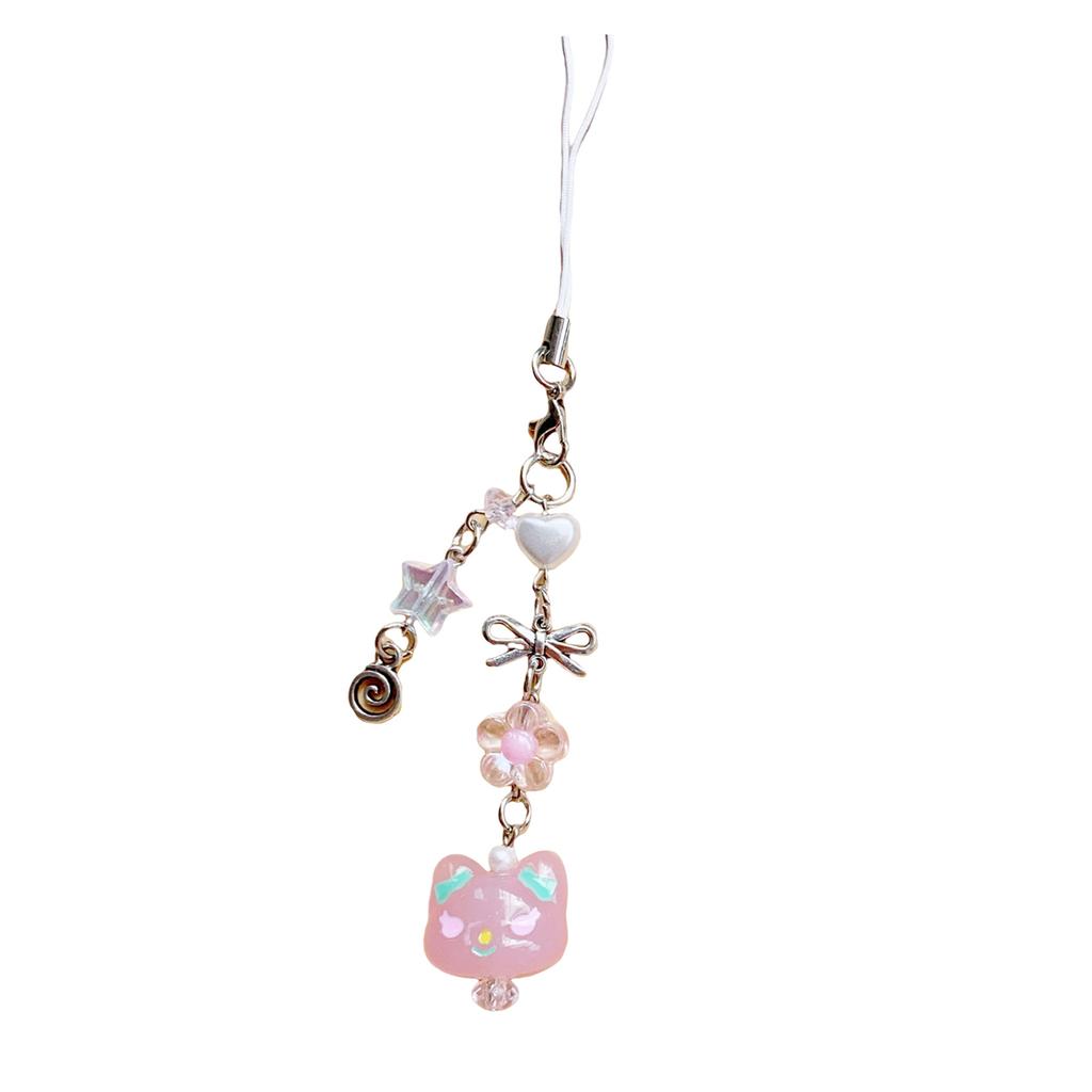 Aesthetic Heart Phone Chains with Lanyard String Handbag Charm Fashionable Key Jewelry for Fashionable Accessorizing