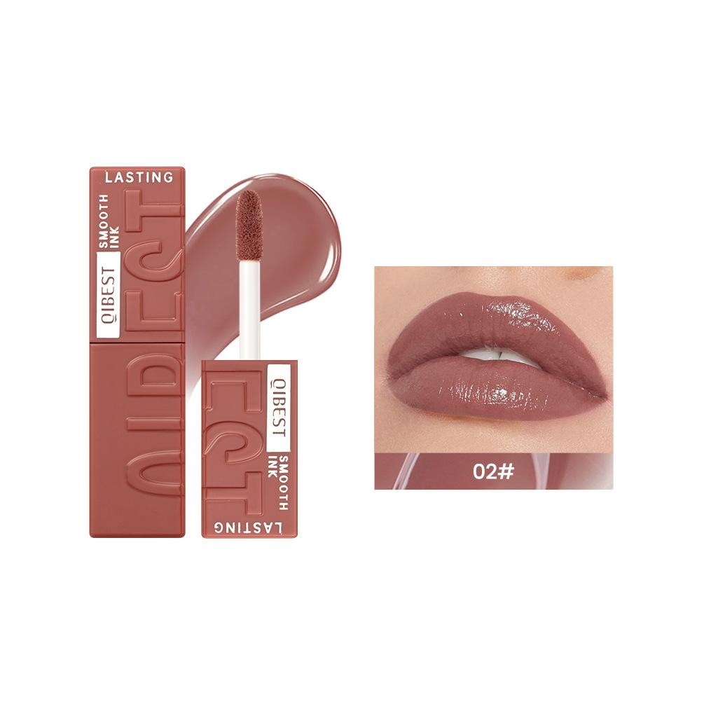 QIBEST Water Mirror Lip Glaze Non-stick Cup Lasting Moisturising Moisturising Lip Gloss Liquid Lipstick Beauty