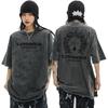 2026 100% Cotton Acid Washed Vintage Short Sleeve T Shirt Front and Back Printing Streetwear HipHop Harajuku Oversized T Shirts