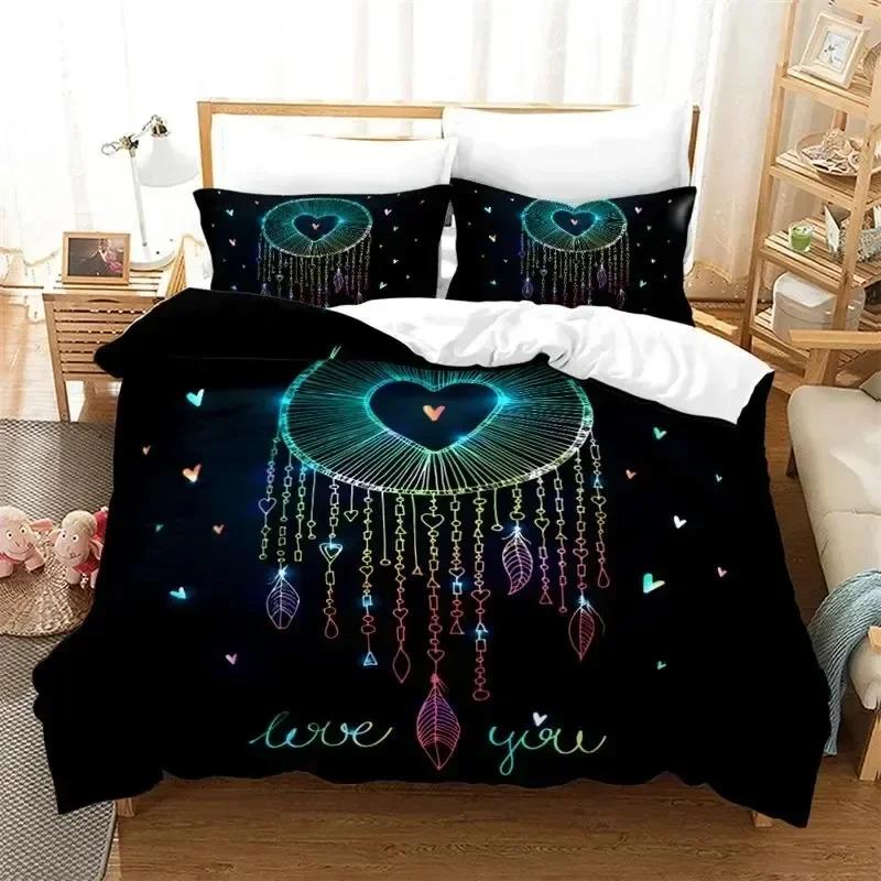 3D Print Dreamcatcher Bohemia Mandala Feathers Comfortable Duvet Quilt Cover Pillowcase Bedding Set Decoration Home Textile