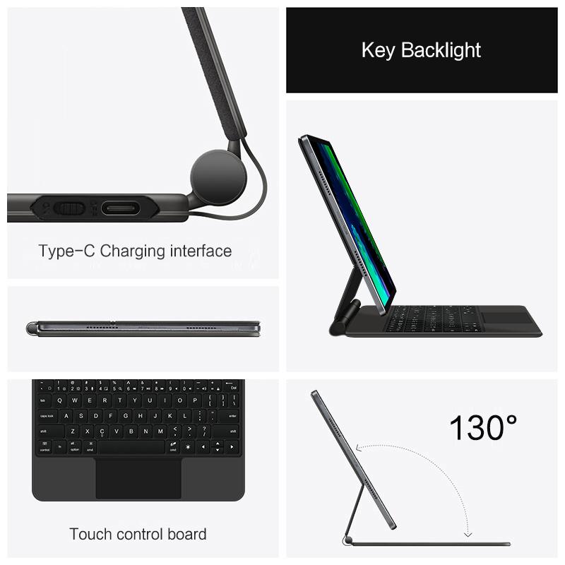 HUWEI Folio Magic Keyboard для Xiaomi Pad 5 6 Pro для Mi Pad 6 5 Pro 11" Smart Case португальская испанская арабская французская клавиатура
