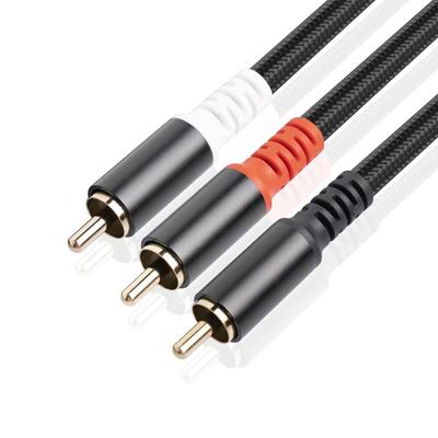 Позолоченный алюминиевый RCA Male to Dual RCA Male аудиокабель усилителя с двойным экранированием