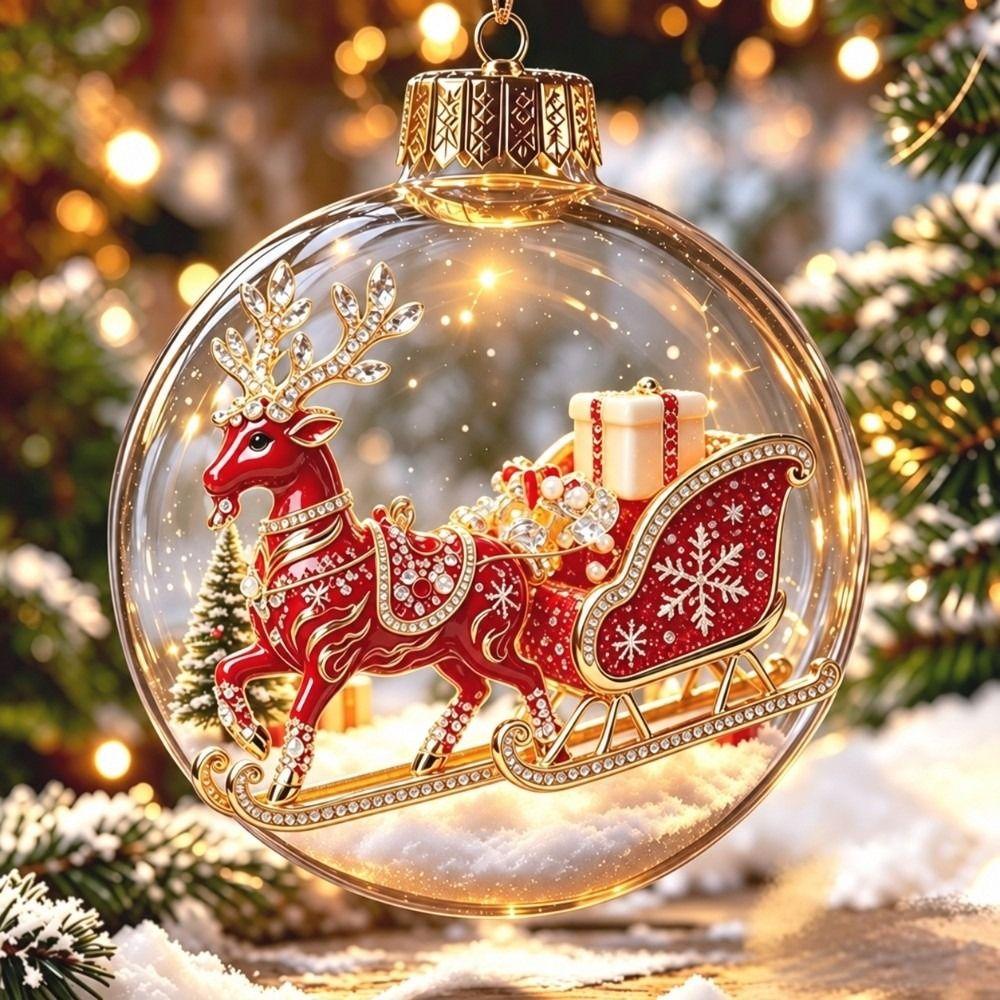 Transparent Christmas Bauble Ornament LED Lighted Hanging Christmas Decoration For Christmas Tree