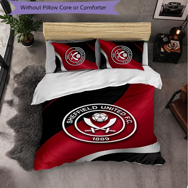 Футбольный комплект постельного белья Sheffield United из 3 предметов Мягкий пододеяльник с наволочками Набор для декора спальни для дома