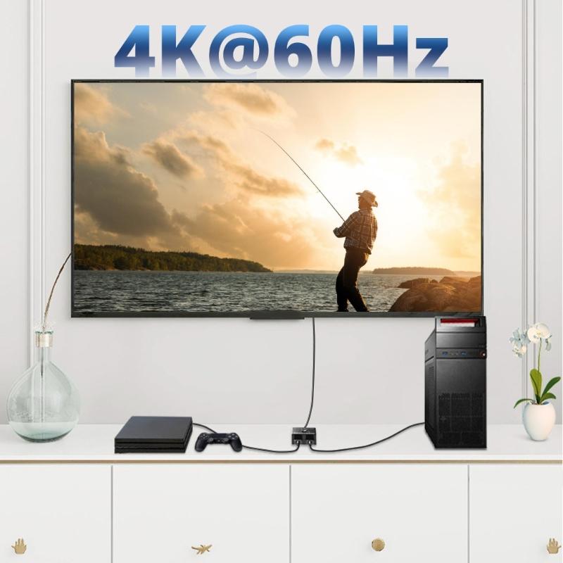 4K HDMI Разветвитель экрана Двунаправленный HDMI Переключатель с USB-кабелем для отображения на двух мониторах на HDTV или компьютере