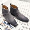Модные зимние ботинки Замшевые ботинки Челси Модные кожаные ботинки Туфли с высоким верхом Ботильоны Официальные повседневные ботинки с толстой подошвой и острым носком