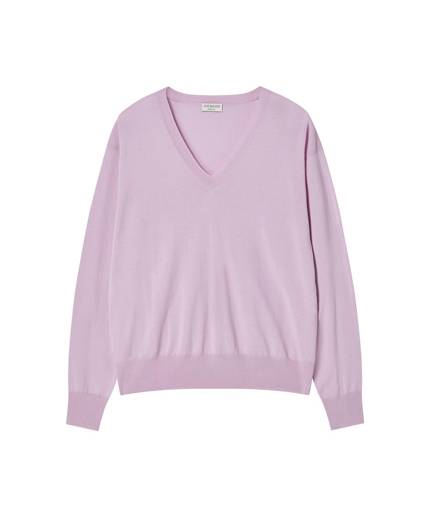 JE NE SAIS QUOI Silk Tencel V-Neck Pullover_Pale Pink