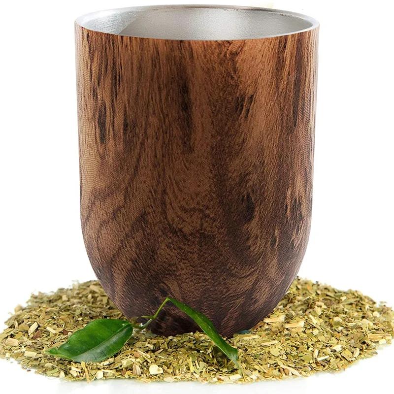 Набор чашек для чая из нержавеющей стали Yerba из тыквы для кофе, 12 унций, двухстенная вода для мате с крышкой, 1 соломинка-бомбилья, фильтр-ложка и щетка