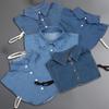 Vintage Denim Fake Collar Women For Blouse Sweater Stripe Detachable Half Shirt Collar Ruffle False Collar Woman Lapel Tie