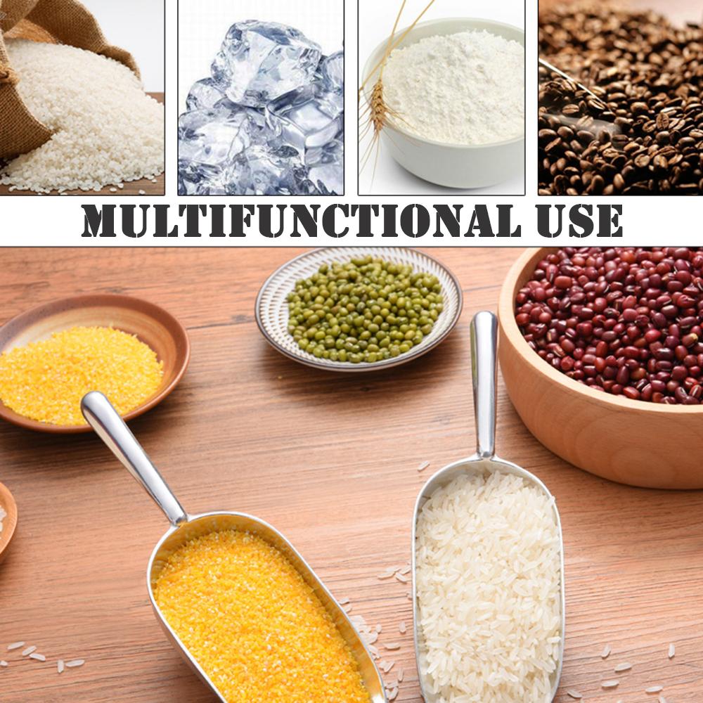 Stainless Steel Metal Food Scoops Multi-Purpose Ice Cubes Shovel Popcorn Sugars Grain Cereal Scoops For Kitchen Bar Party