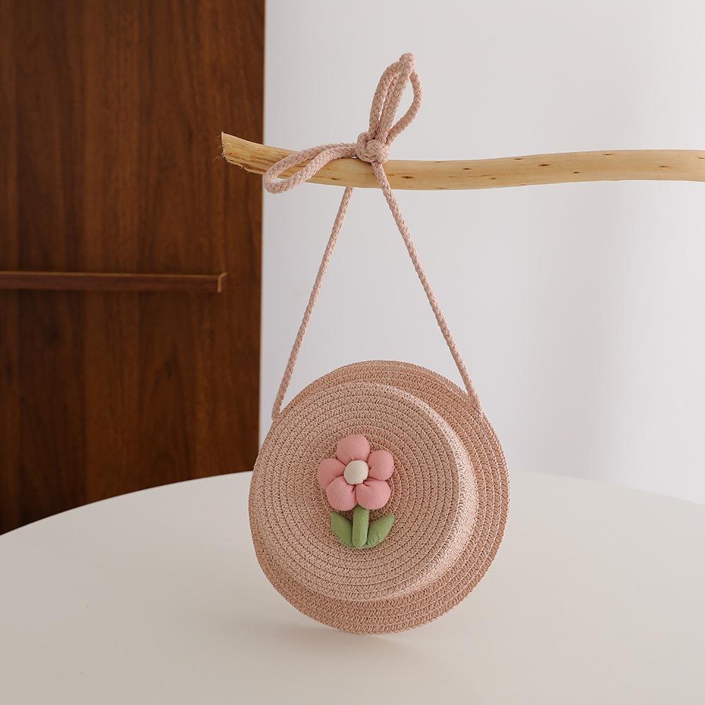 Handmade Woven Crossbody Bag Solid Color Storage Basket New Messenger Bag  Children