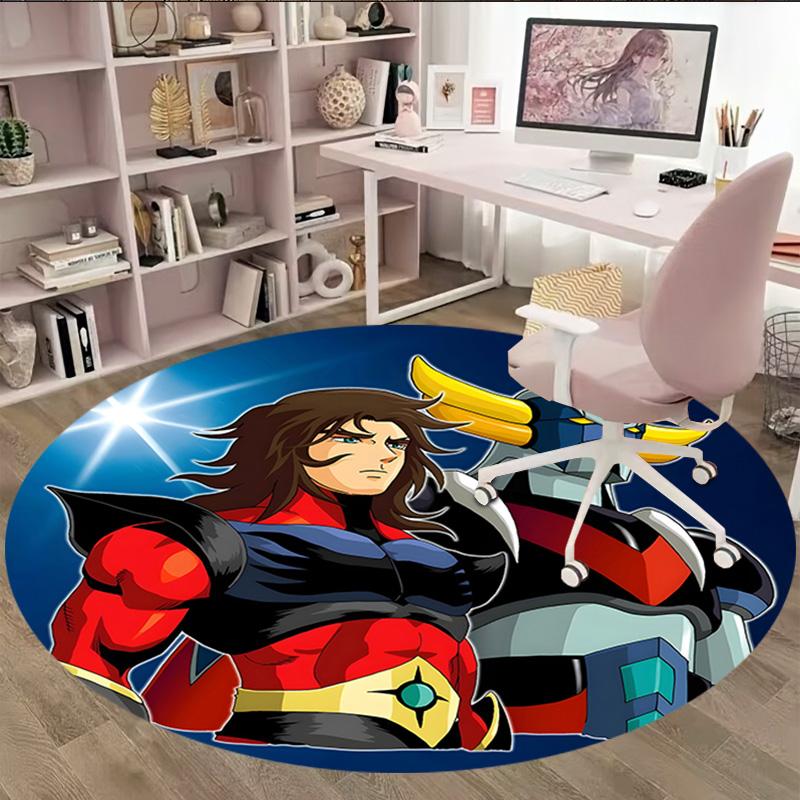 1pc UFO Robot Grendizer3 Print Round Carpet Chair Round Carpet Suitable for Bedroom Living Room Home Decorative Carpet
