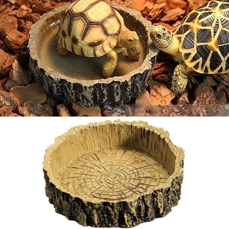 Synthetic Resin Reptile Feeding Basin Shallow Water Bowl for Tortoises Snakes Lizards and Turtles Non Toxic Pet Feeder Tool