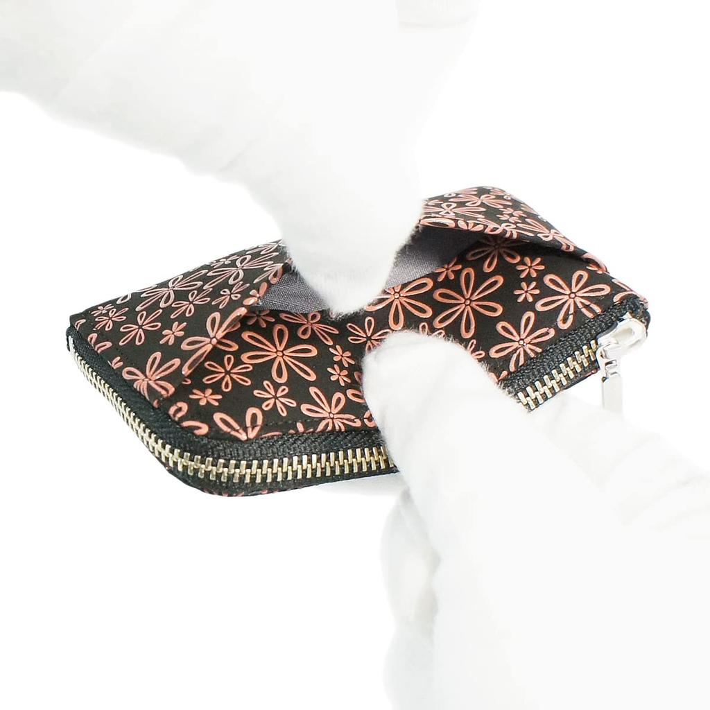 Кошелек Indenya Inden, Кошелек для монет F 05, Оленья кожа, Черный с розовым лаком, Узор 'Подснежник', 1005-51-160