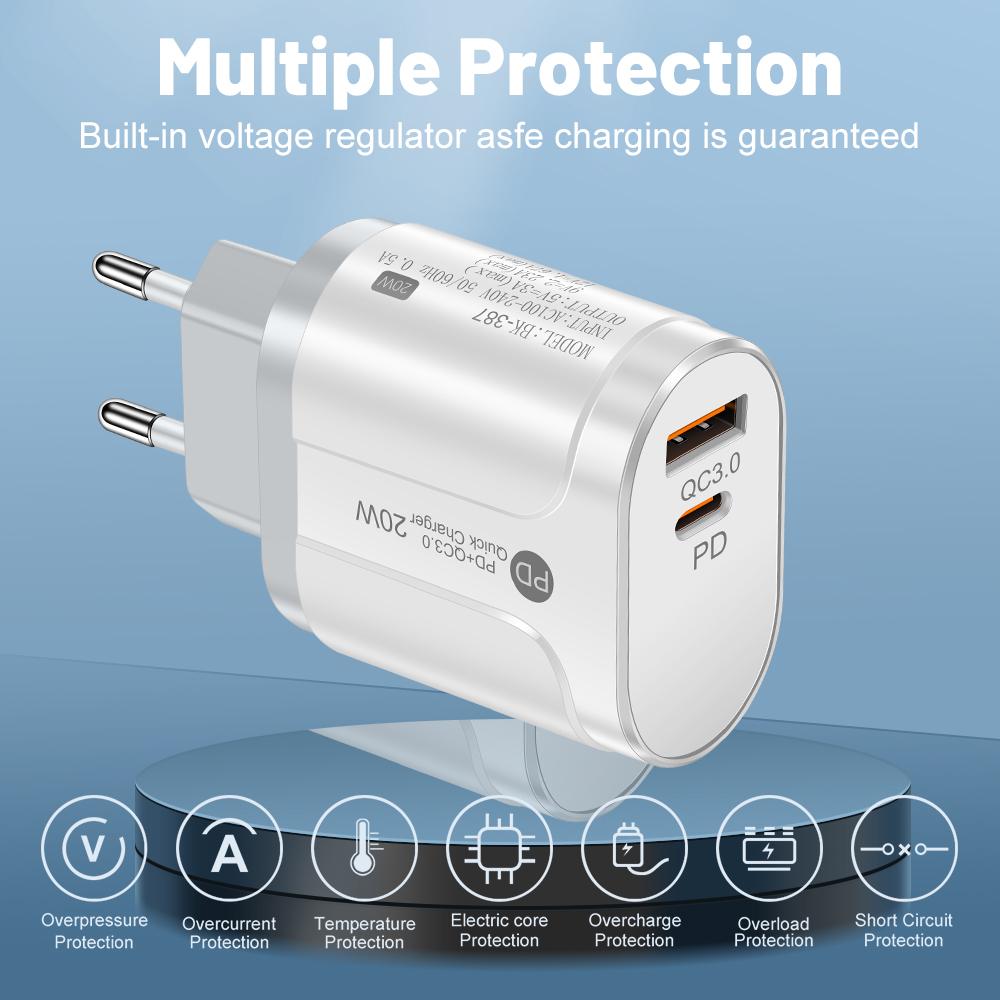 20 Вт USB Быстрая Зарядка PD Тип C Быстрая Зарядка Зарядное Устройство для Телефона EU/US Вилка Адаптер Для iPhone Xiaomi Samsung USB C Сетевое Зарядное Устройство