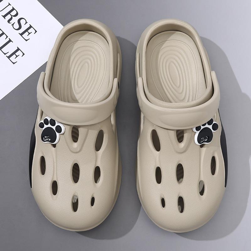 Мужские шлепанцы с дырочками, летняя новинка, износостойкие, нескользящие, удобные, повседневные, универсальные, пляжные, с сумкой на голову