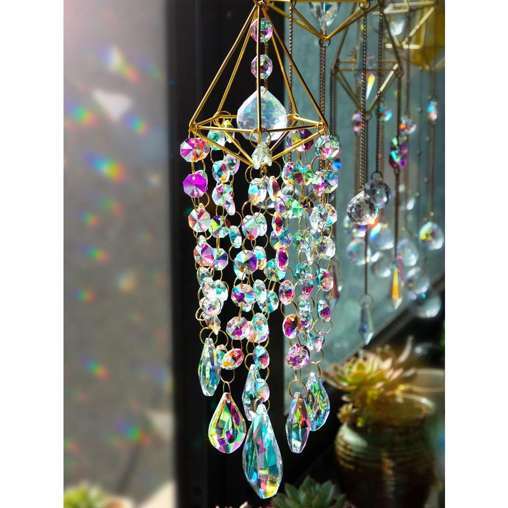 1pc Light Fantasy Crystal Wind Chime Hanging Window Patio Aerial Hanging Suncatcher Rainbow Gift