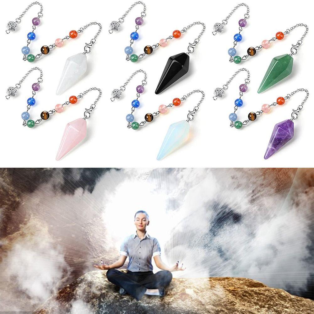 Подвеска-маятник из натурального камня Рейки, драгоценный камень, 7 чакр, бусина, цепочка для йоги