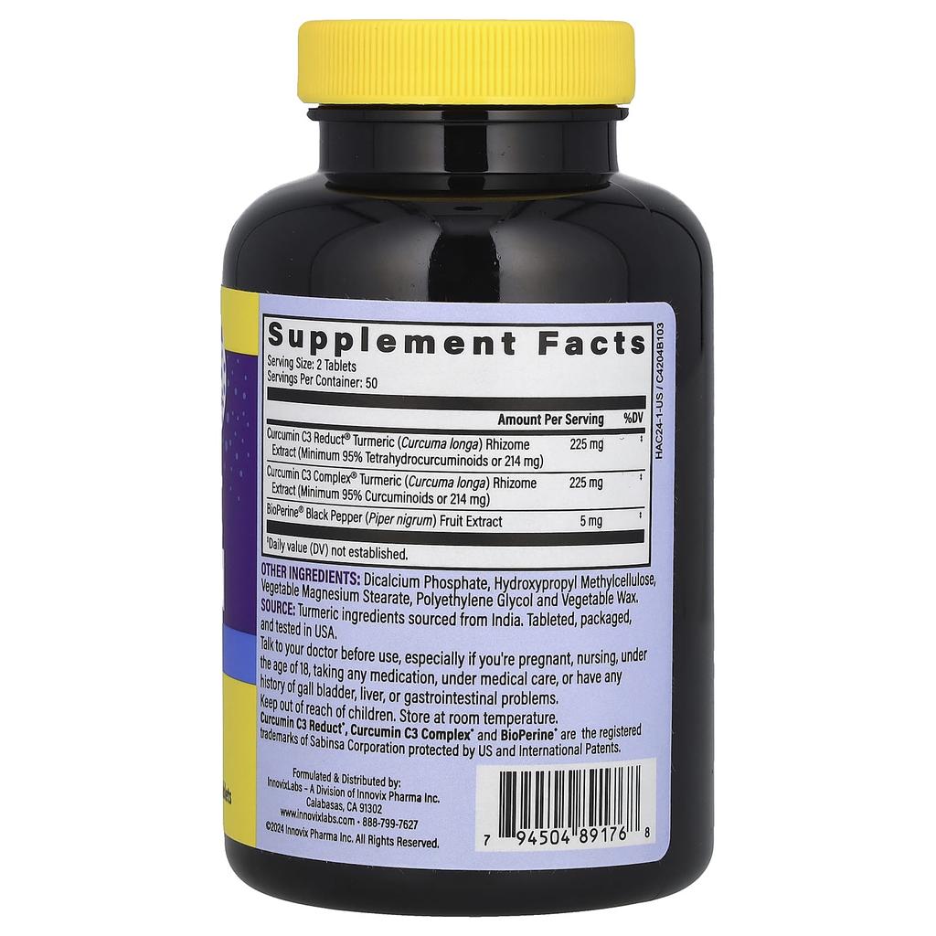 InnovixLabs, High Absorption Curcumin, Extended Release, 100 Tablets