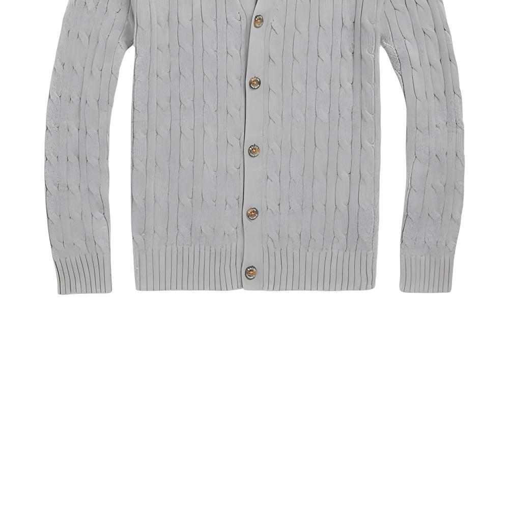 Polo Ralph Lauren Sweater Ss24 Solid Color Small Pony Embroidery Cable Knit V-Neck Long Sleeve Kids Sweater Gray CWPOSWEY6820519-020