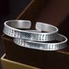 Zuyin 999 Ancient Prajnaparamita Heart Sutra Open Bracelet, Female Pure Silver, Retro Personality Buddha Character, Men's Bracelet, Wrist Jewelry