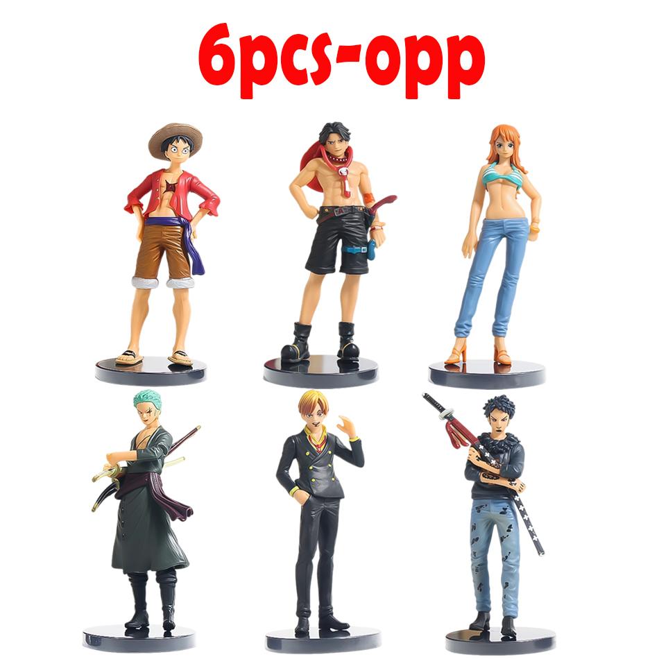 6 шт. Аниме Фигурки One Piece Луффи Эйс Зоро Нами Санджи Модель Действия ПВХ Настольная Статуэтка Украшение Коллекция Настольные Игрушки Подарки