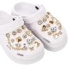 Gold Crystal Chain Detachable Shoe Buckle with 3D Diamond Design