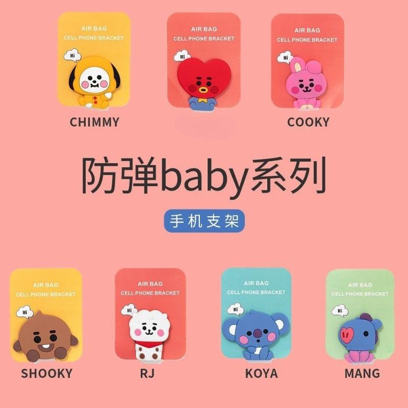 Мультяшный ручной держатель для телефона Bt21, выдвижной настольный держатель-подушка, милый органайзер для наушников, аксессуары для айдолов