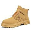 Autumn Winter Fashion Yellow Boots Men Comfortable Lace-up Leather Boots Men Casual Tooling Shoes Designer Motorcycle Ankle Boot