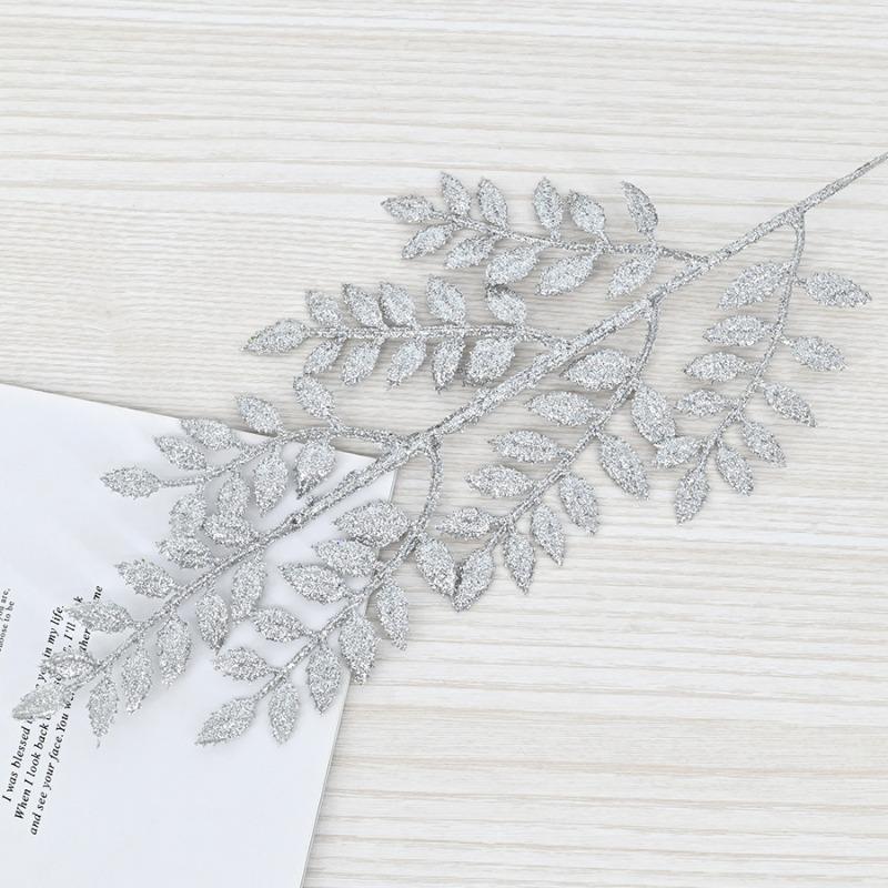 45Cm melon seed leaves, Christmas gold dust plastic leaves, Christmas tree photo frame European flower arrangement decorative bayberry leaves
