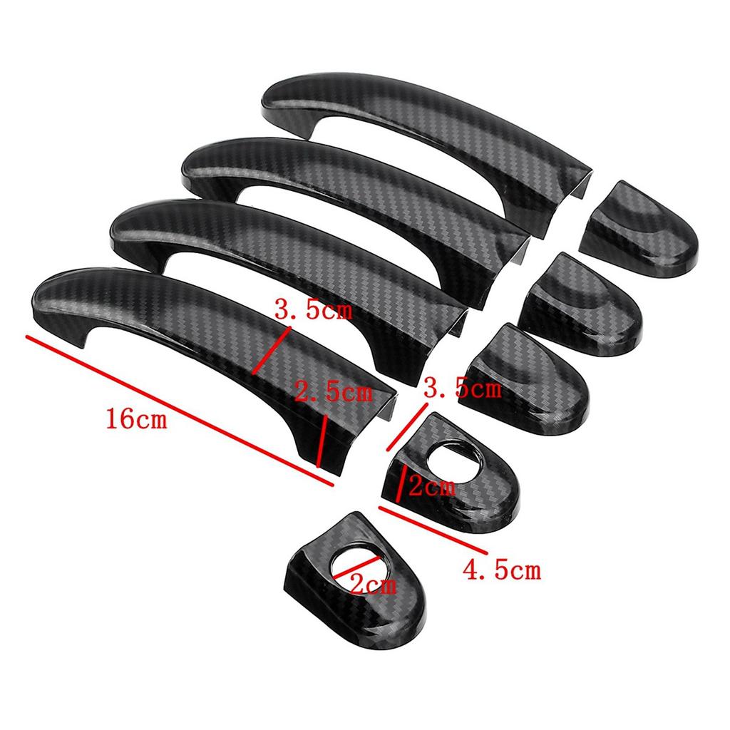 Practical 9Pcs Set ABS Chrome Door Handle Covers Trim For TRANSPORTER T5 T6 CADDY VAN 2003-2015 Carbon Fiber Style