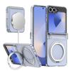 Electroplating Magnetic Rotation Holder Phone Case for Samsung Galaxy Z Flip 6 5 4 3 Flip6 Flip5 Flip4 Hinge Protective Cover