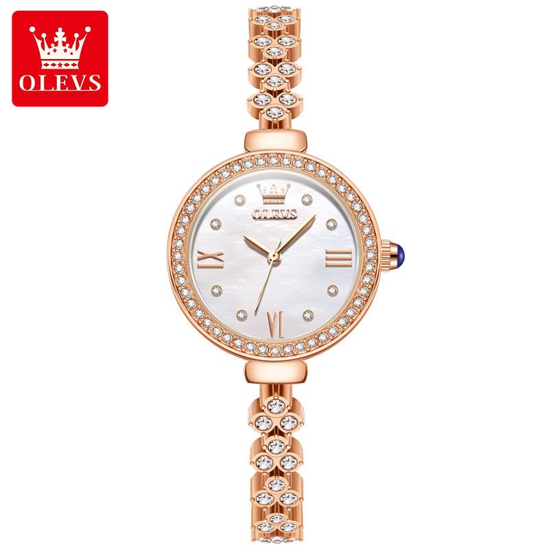 Full Circle Diamond Inlaid Quartz Watch for Women, Light Luxury Waterproof Watch, Valentine's Day Gift Watch