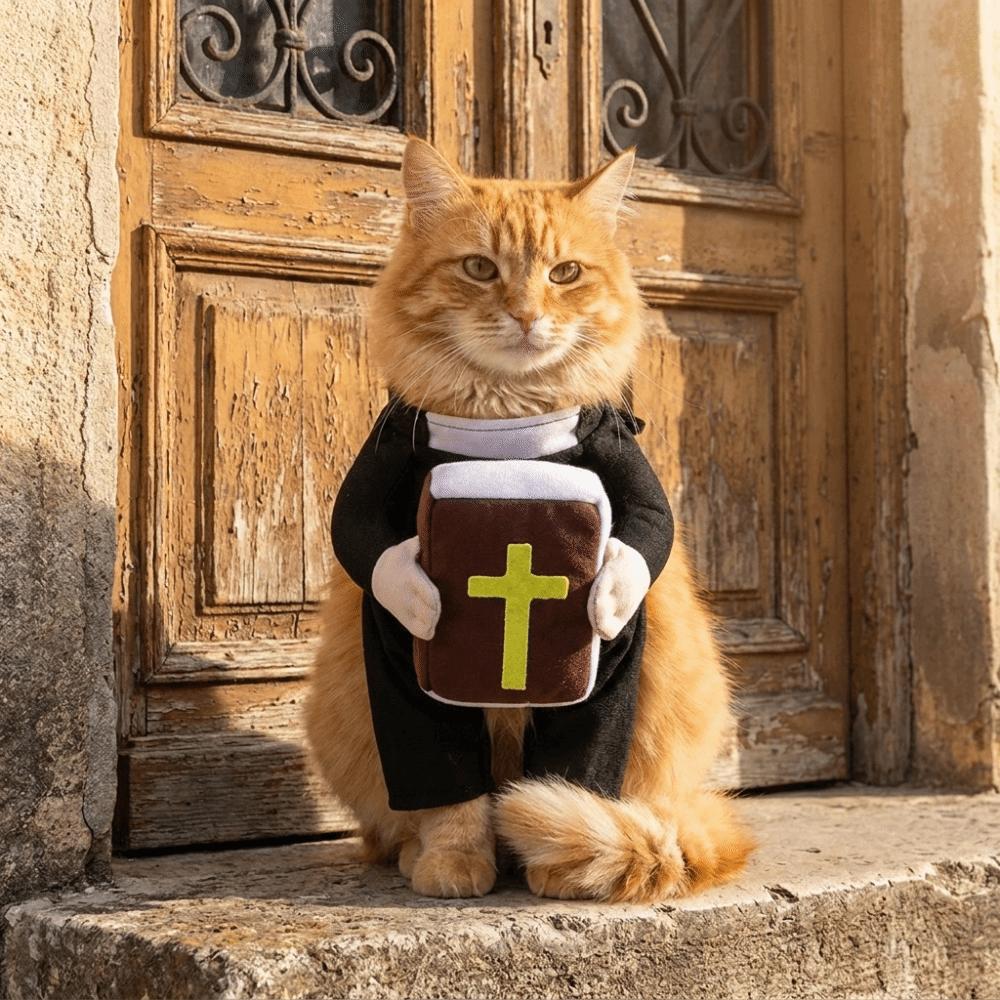 Creative Cute Priest Pet Costume Strap Style Comfortable Halloween Pet Costume with Bible Cross Puppy Outfit Church Outfit