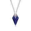 Sodalite Trident Necklace for Men Natural Stone Premium Sterling Silver Pendant Necklace with Stainless Steel Chain Gift for Men 61.5cm