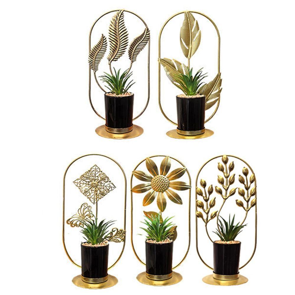 Креативный дизайн Металлические горшечные украшения Стеклянный цветочный горшок Искусственный суккулент Гостиная