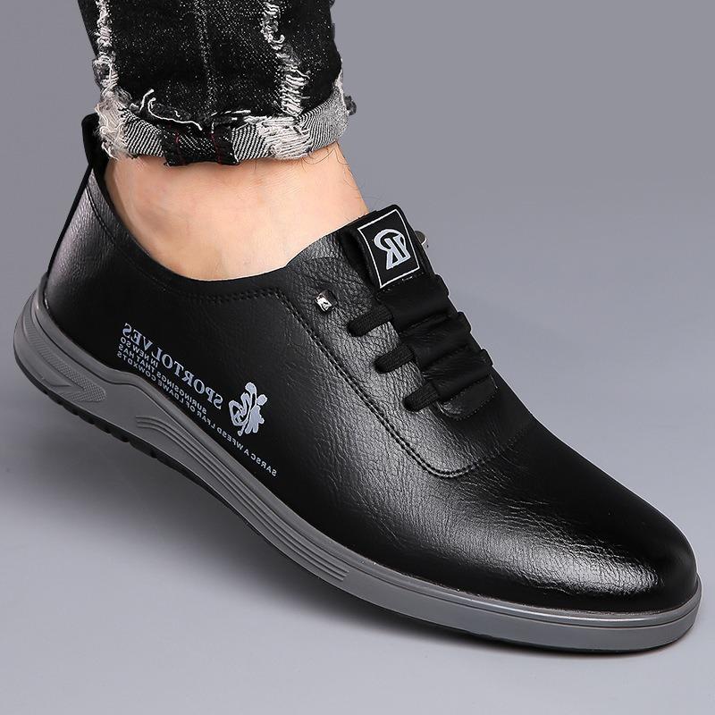Кожаные туфли мужские импортные торговые мягкая подошва мягкая поверхность удобная дышащая деловая повседневная обувь молодежная офисная мужская обувь с одной педалью