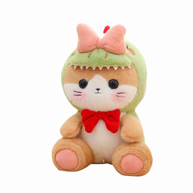 Bowknot Cat Dinosaur Plush Toy Stuffed Animal Doll Cartoon Decoration Kids Gift