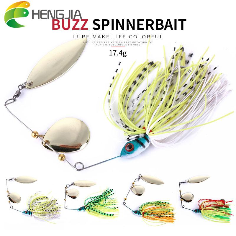 1pc HENGJIA 17.4G Metal Fishing Spinnerbait with 2 Blades for Lake River Lead Head Skirt