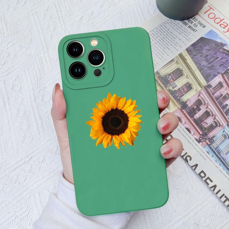 Для Apple iPhone 6, 7, 8, 11, 12, 13, 14, 15 Pro Max X XS XR SE, чехол для телефона, жидкий, мягкий силиконовый противоударный чехол, подсолнух, бабочка для iPhone, чехол-бампер