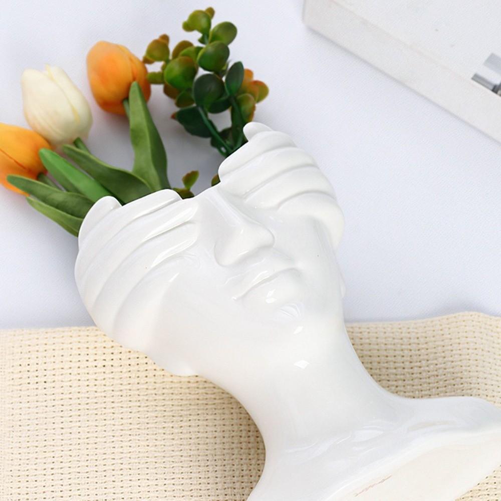 Resin Blindfolded Portrait Vase Abstract Tabletop Vase Flower Vases Office Tabletop Ornaments