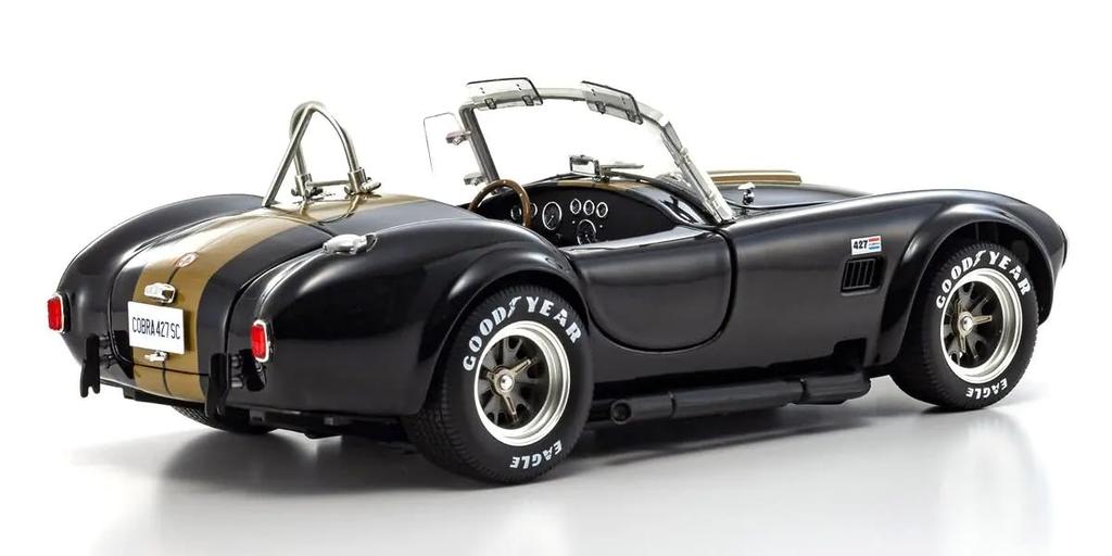 Kyosho Готовая модель Shelby Cobra в оригинальном масштабе KS08048BKG 1/18 427S/C (Черно-золотые полосы)