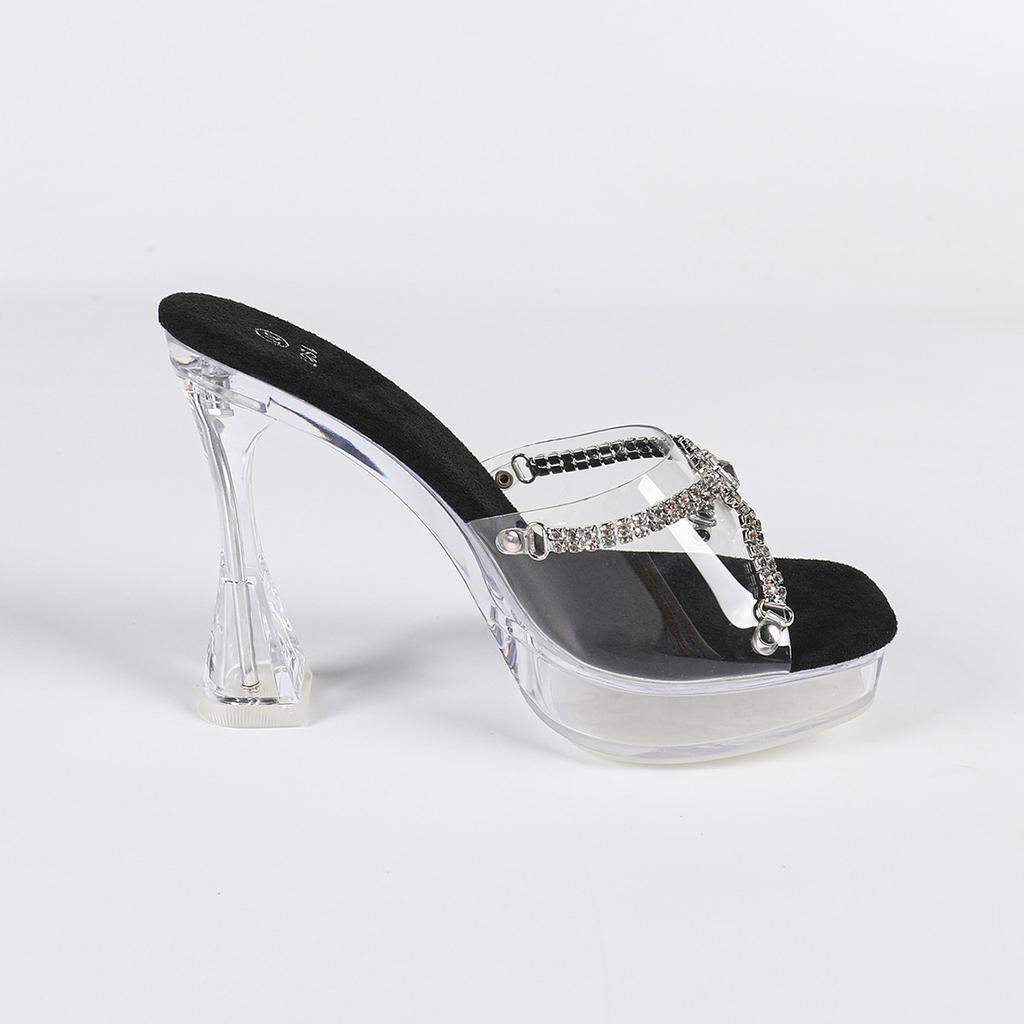 Стразы Ночной клуб Высокие каблуки Светящиеся Толстые каблуки Обувь для женщин-моделей Автомобильная модель Обувь для подиума Танцы на пилоне Кристалл LFD-1987-Q21