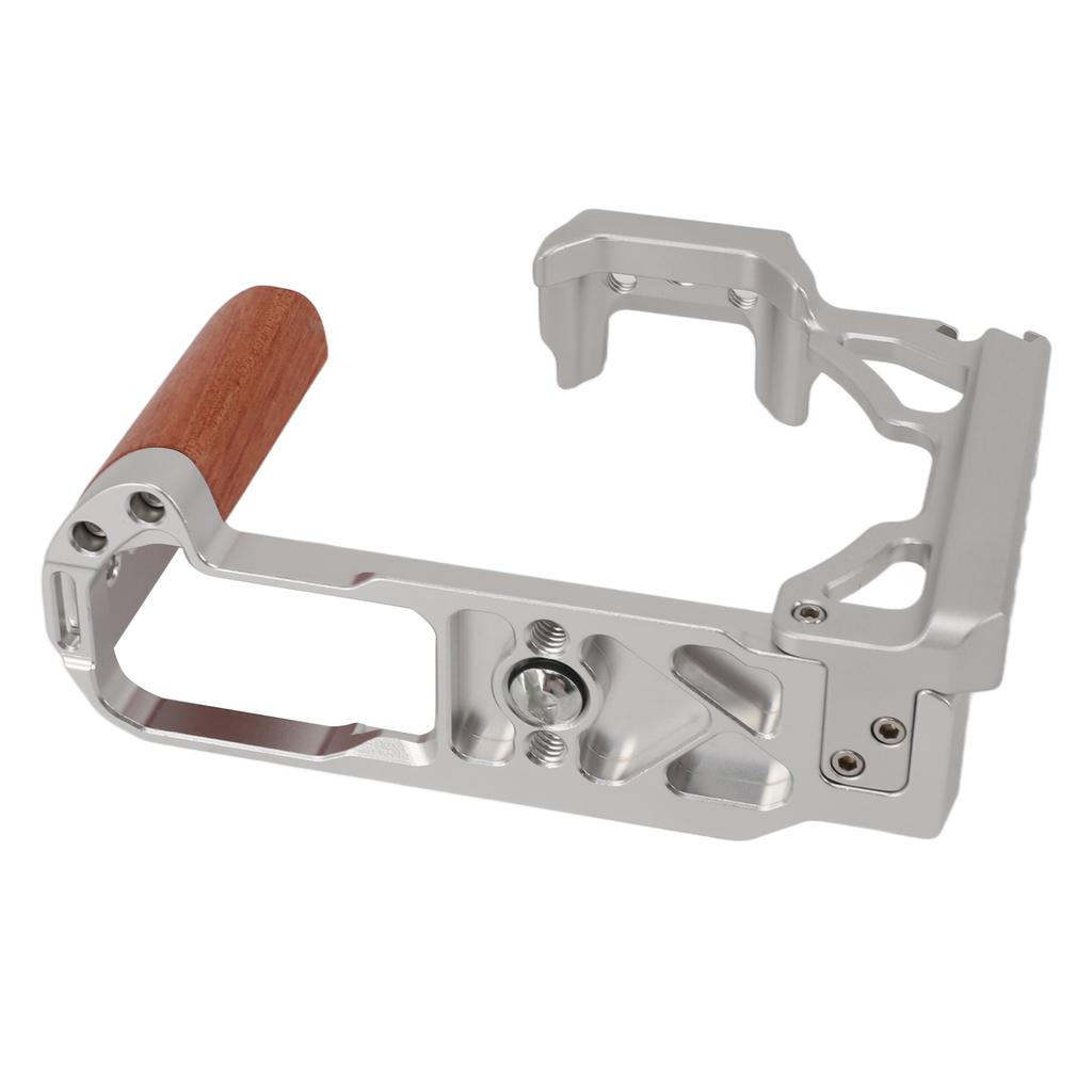Camera Cage with Wood Handle Anodized Anti Slip Easy To Install Camera Video Cage for Nikon ZFC Silver