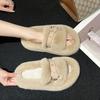 Internet Celebrity Large Size Fluffy Slippers Women's Outer Wear 2025 New Autumn and Winter Niche Design Sense Fashion Home Flat Bottom Cotton