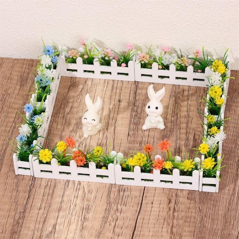 1:12 Scale Flower Fence Decor Lifelike Miniature Potted Plants Toys  Doll House Decor