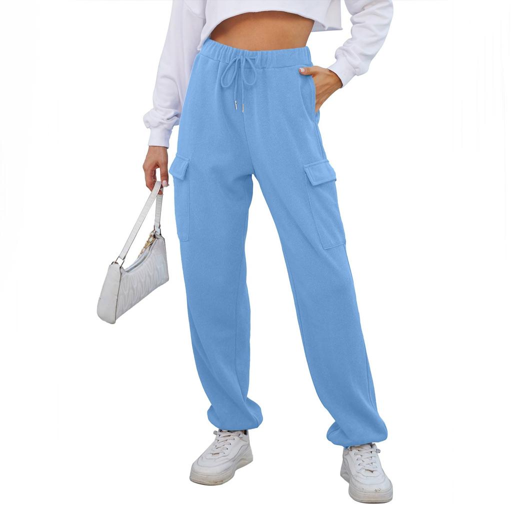 Женские модные спортивные однотонные повседневные спортивные штаны с карманами и брюками