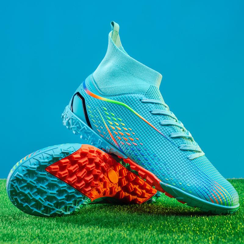 High-top football shoes men's and women's broken nail sneakers professional AG long nails adult grass training football shoes
