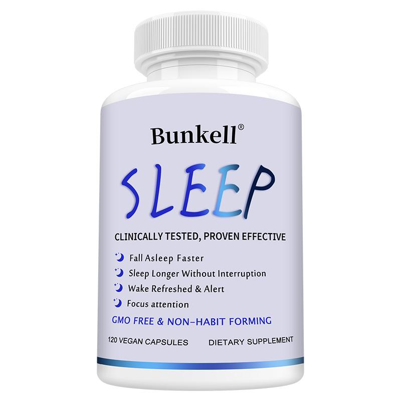 Bunkell Sleep Support Supplement, Melatonin 5mg, L-Tryptophan 500mg, Valerian, GABA & Ashwagandha, 120 Caps
